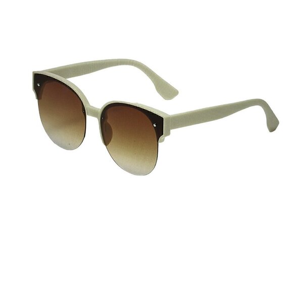 Women's, Unisex Fashion gradient Color PC Half Frame Beige Sunglasses - Picture 2 of 2